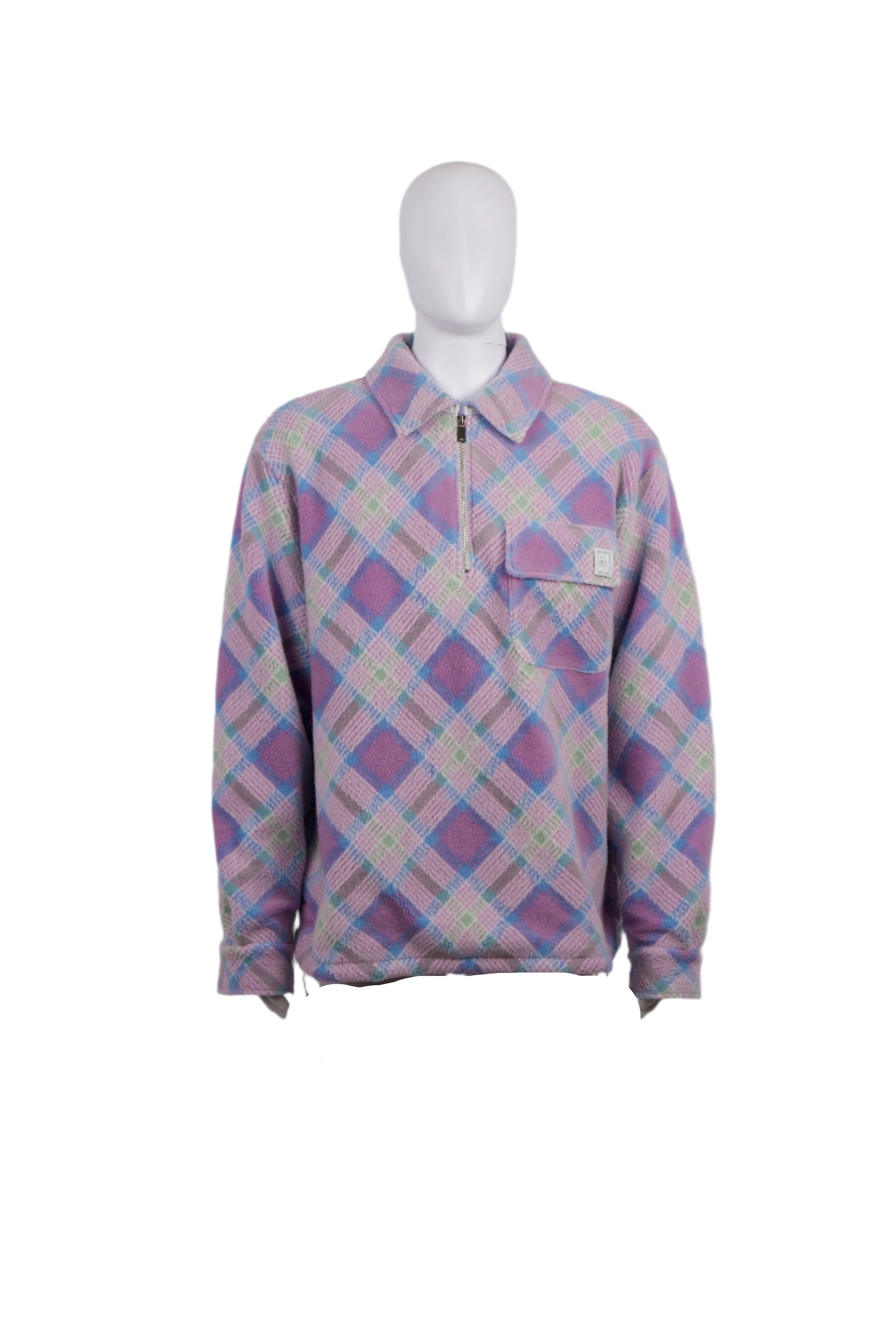 DIOR PURPLE PATCHWORK PLAID SWEATERSHIRT